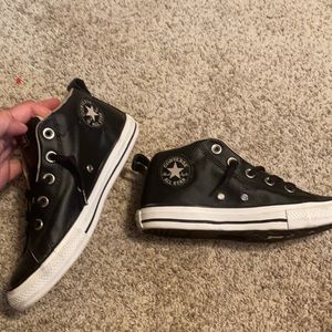 New Black Leather Converse size 3